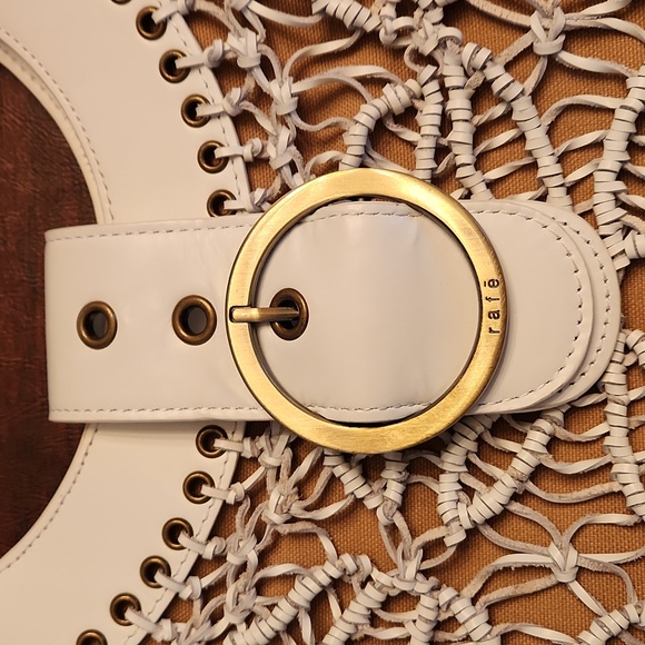 Rafe shoulder bag, white twist with beige/brown background.  15X2X10 - Picture 2 of 5